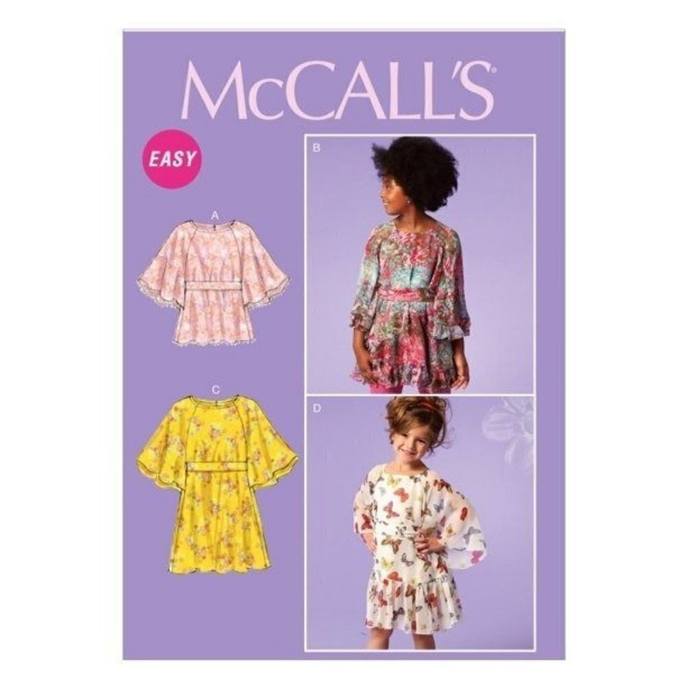 McCall's Sewing Pattern 6690 Girls Tops Dresses Belt Size 3-6